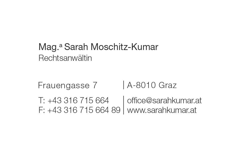 Sarah Moschitz-Kumer - Frauengasse 7/1 - 8020 Graz - +43 316 715 664 - office@sarahkumar.at